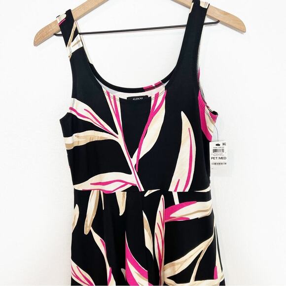 ALFANI PETITE MEDIUM MULTICOLOR BLACK PINK WHITE WOMEN TANK DRESS BRAND NEW - Picture 4 of 8